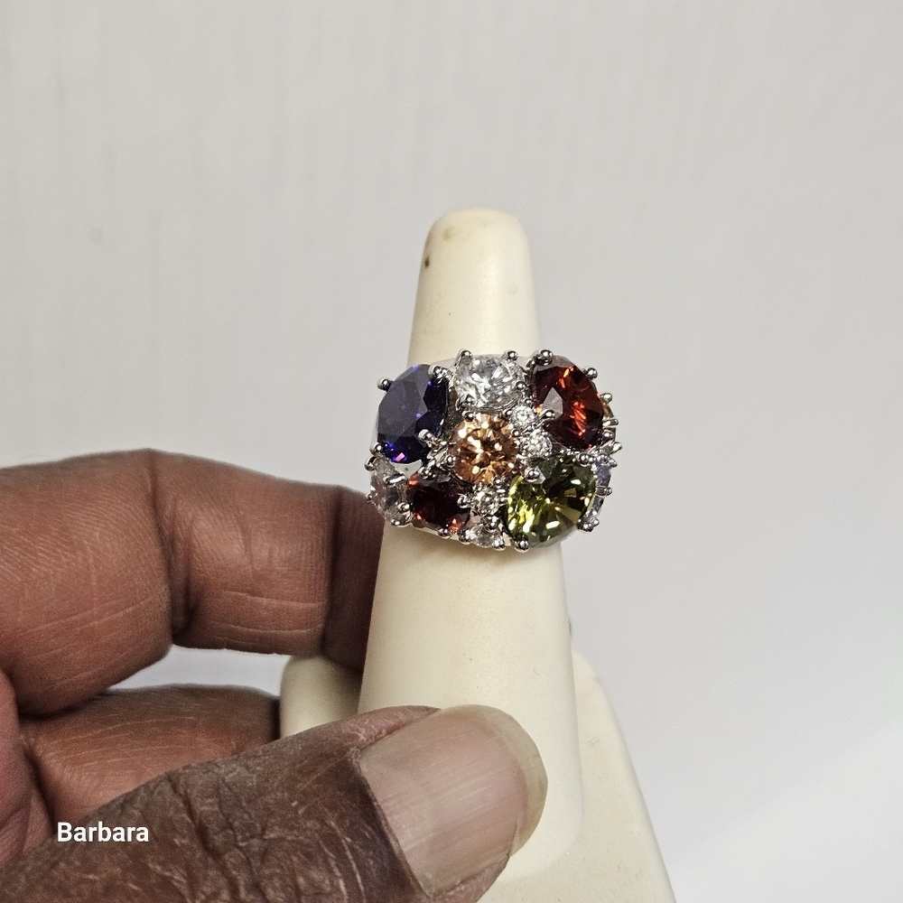 Tutti Frutti CZ Fashion Cocktail Ring, Size 5
